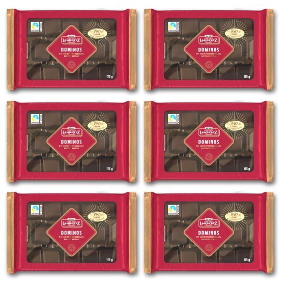 Lambertz Dominos überzogen mit Zartbitterschokolade 175g 6er Pack 