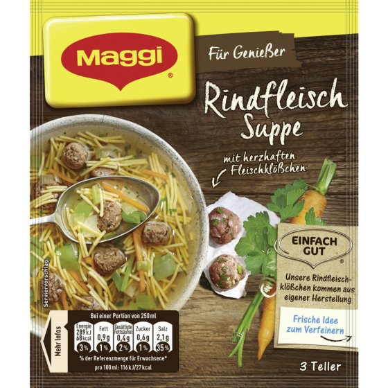Maggi Für Genießer Rindfleisch Suppe mit Fleischklößchen 60g 