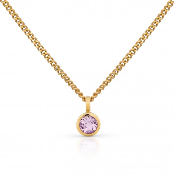 Halskette Gold 585 mit pinkem Amethyst 5mm 