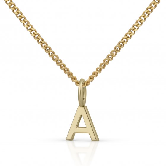 Halskette Gold 375 mit Anhänger 42/45cm lang Buchstabe A 