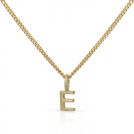 Halskette Gold 375 mit Anhänger 42/45cm lang Buchstabe E 