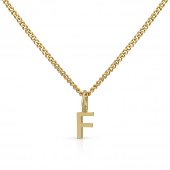 Halskette Gold 375 mit Anhänger 42/45cm lang Buchstabe F 