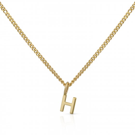 Halskette Gold 375 mit Anhänger 42/45cm lang Buchstabe H 