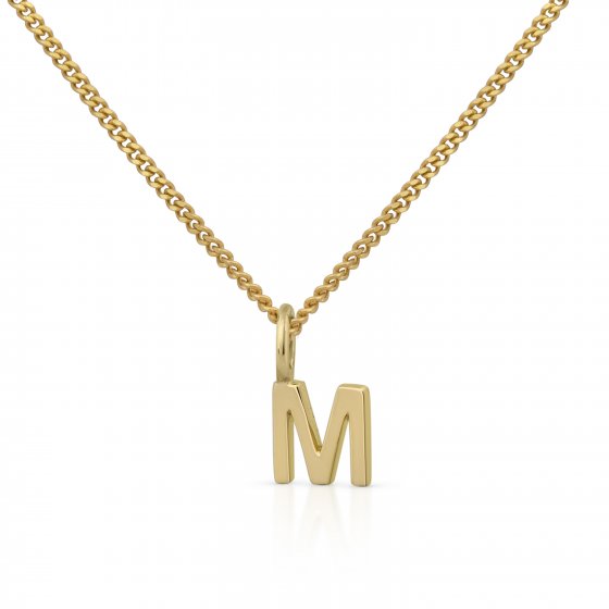 Halskette Gold 375 mit Anhänger 42/45cm lang Buchstabe M 