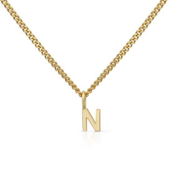 Halskette Gold 375 mit Anhänger 42/45cm lang Buchstabe N 