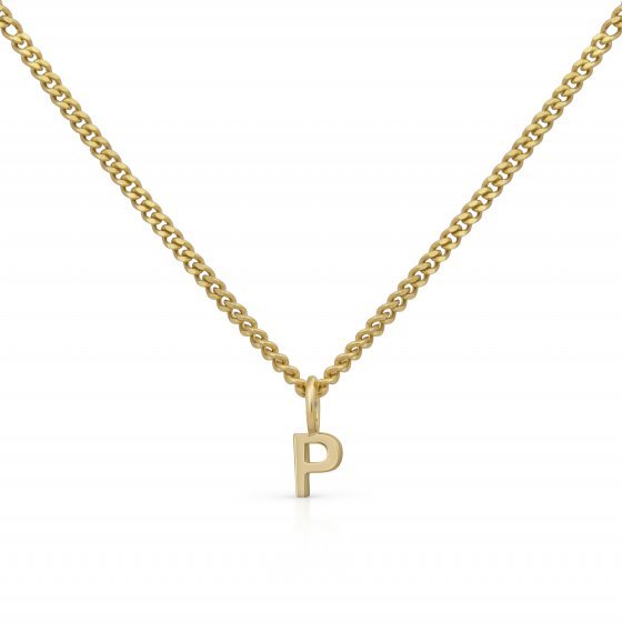 Halskette Gold 375 mit Anhänger 42/45cm lang Buchstabe P 