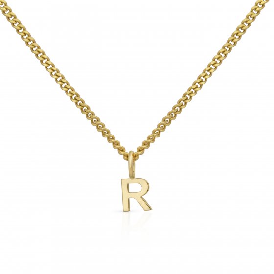 Halskette Gold 375 mit Anhänger 42/45cm lang Buchstabe R 