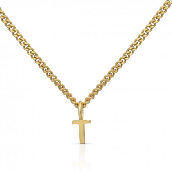 Halskette Gold 375 mit Anhänger 42/45cm lang Buchstabe T 