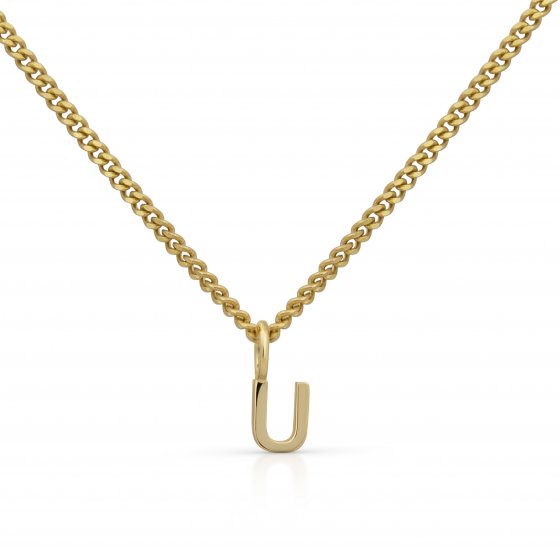 Halskette Gold 375 mit Anhänger 42/45cm lang Buchstabe U 