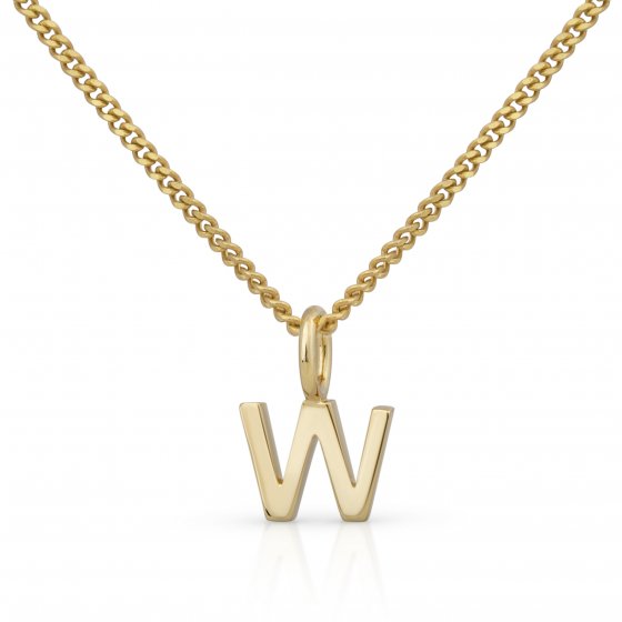 Halskette Gold 375 mit Anhänger 42/45cm lang Buchstabe W 