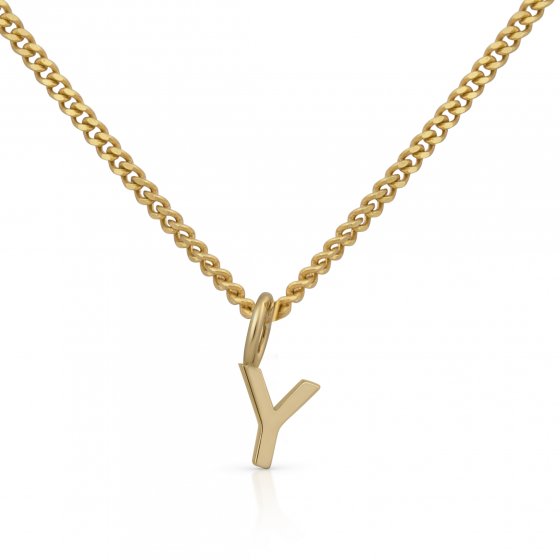 Halskette Gold 375 mit Anhänger 42/45cm lang Buchstabe Y 