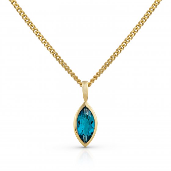 Halskette Gold 585 mit Blautopas (beh.) London blue 42/45cm lang 