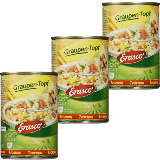Erasco Graupentopf mit viel Graupen und frischem Gemüse 400g 3er Pack 