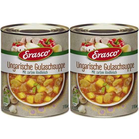 Erasco Ungarische Gulaschsuppe Eintopf mit Rindfleisch 770ml 2er Pack 