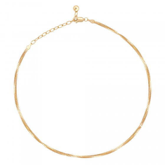 Collier Choker 925/- Sterling Silber Venezianer Kette vergoldet zweireihig 