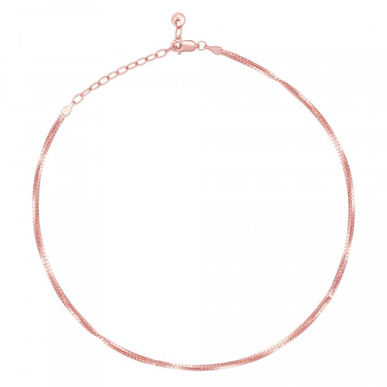 Collier Choker 925/- Sterling Silber Venezianer Kette rosé vergoldet zweireihig 