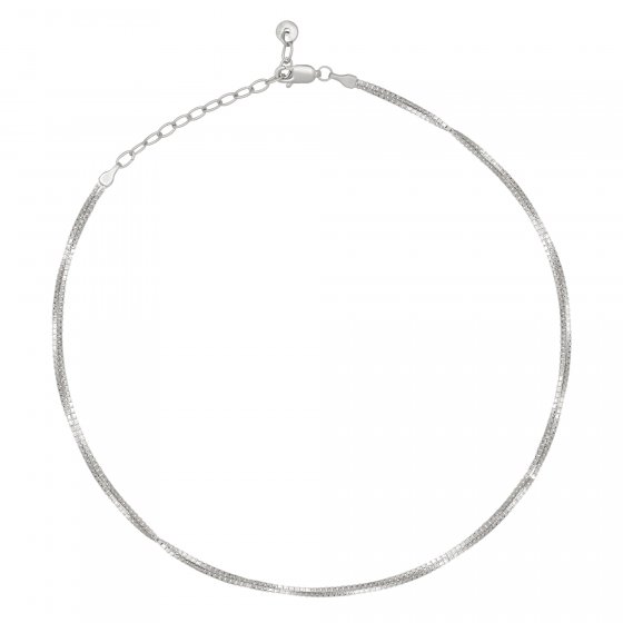 Collier Choker 925/- Sterling Silber Venezianer Kette rhodiniert zweireihig 