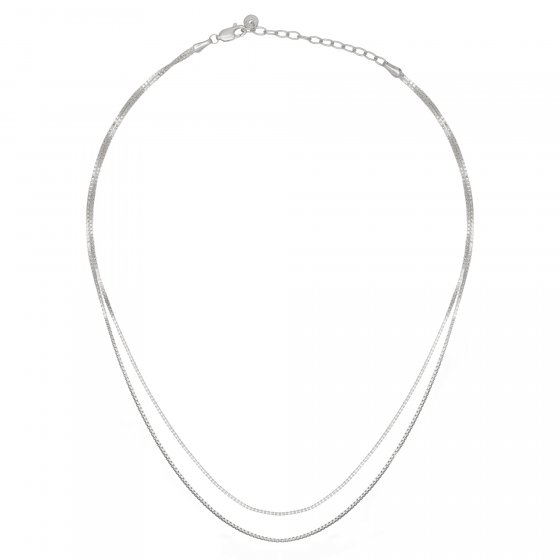 Collier 925/- Sterling Silber Venezianer Kette rhodiniert zweireihig 