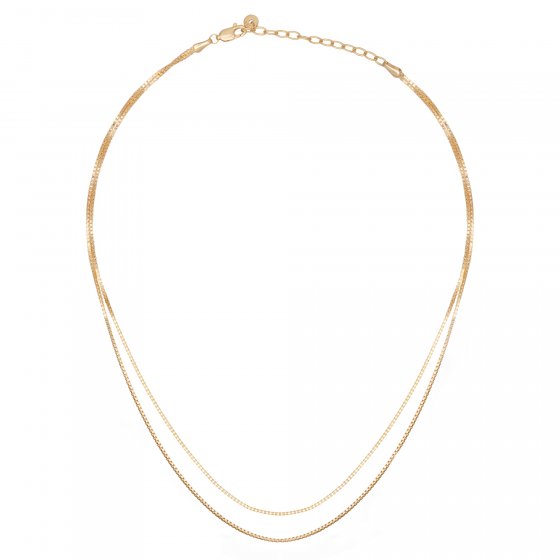 Collier 925/- Sterling Silber Venezianer Kette vergoldet zweireihig 