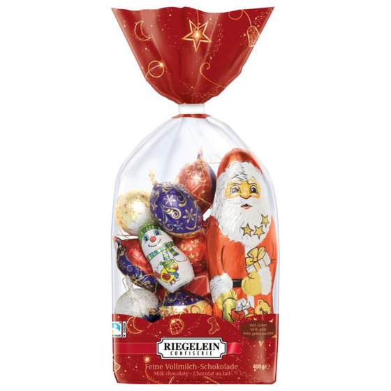 Riegelein Weihnachts Mischbeutel aus Vollmilchschokolade 400g 