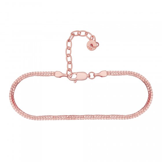 Armband 925/- Sterling Silber rosé vergoldet zweireihige Venezianer Kette 