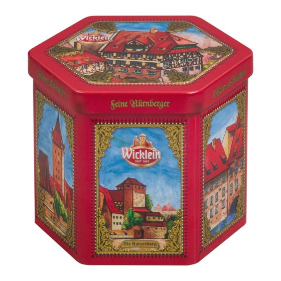 Wicklein Sechseck Dose Nürnberger Oblaten Lebkuchen mit Nüssen 200g 