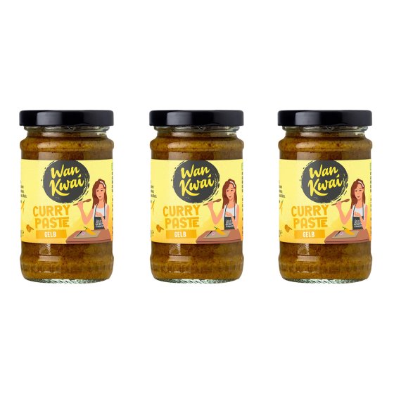Wan Kwai Thai Curry Paste gelb Gewürzpaste roter Chili  110g 3er Pack 