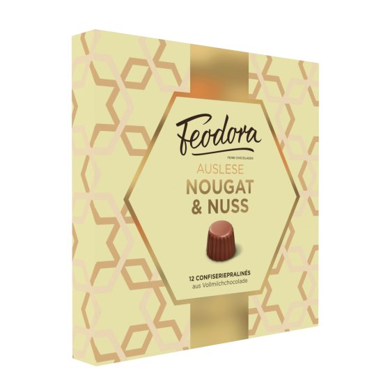 Feodora Auslese Nougat und Nuss Pralinenmischung 12 Stück Packung 125g 