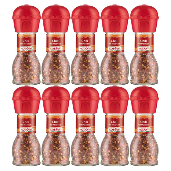 Kotanyi Chili mit Meersalz jodiert Achtung feurig scharf 35g 10er Pack 