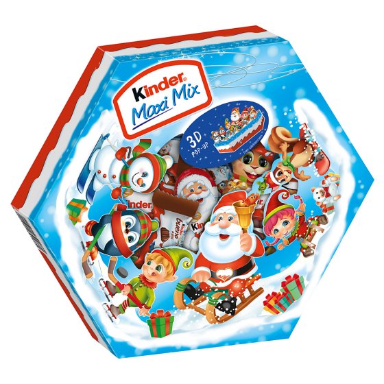 Kinder Maxi Mix Schokoladen Weihnachtsteller 3D Pop Up Aufsteller 143g 