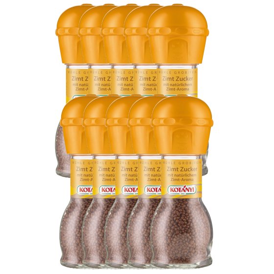 Kotanyi Zimt Zucker Mühle mit natürlichem Zimt Aroma 66g 10er Pack 