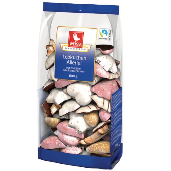 Weiss Lebkuchen Allerlei Lebkuchen Mischung mit Schokolade 600g 