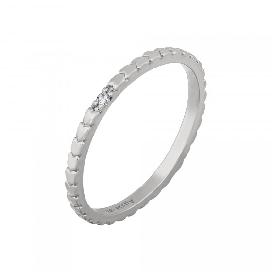 Ring 925/- Sterling Silber rhodiniert Herzen Zirkonia Stacking 