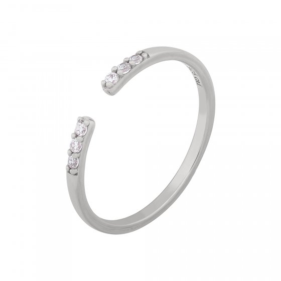 Ring 925/- Sterling Silber rhodiniert offen Zirkonia Stacking 