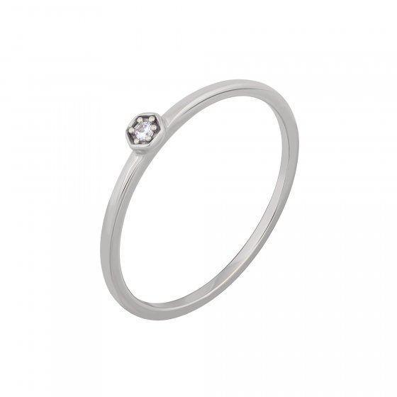 Ring 925/- Sterling Silber rhodiniert Hexagon mit Zirkonia Stacking 