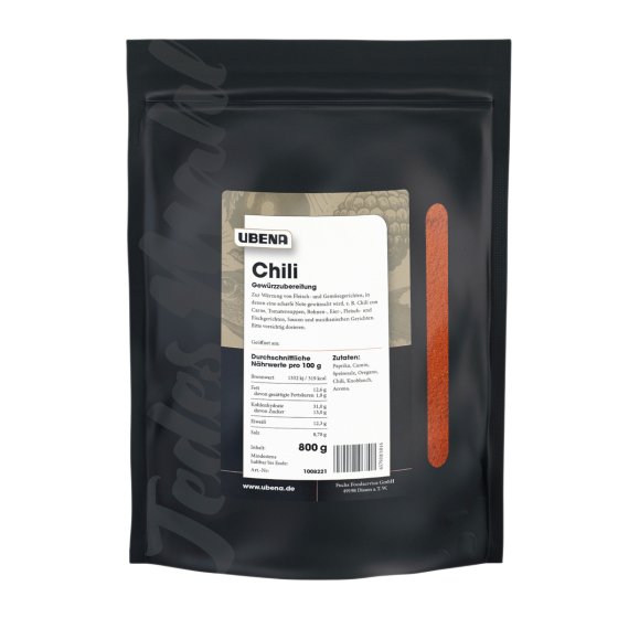 Ubena Chili Gewürzzubereitung tiefe kräftige Schärfe Zipbeutel 800g 