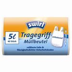 Swirl Müllbeutel Antibakteriell mit Tragegriffen in weiß 5 Liter 