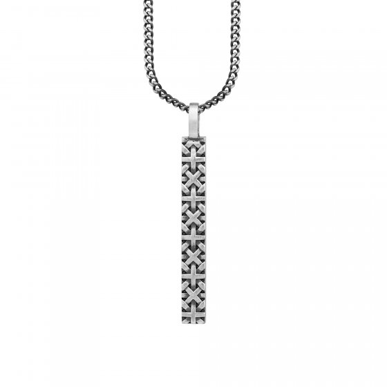 Anhänger mit Kette 925/- Silber matt oxidiert Flechtoptik 