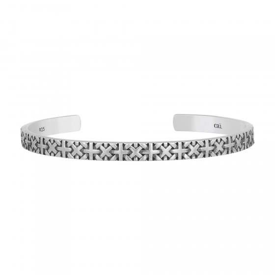 Armreif 925/- Sterling Silber matt-oxidiert Flechtoptik 