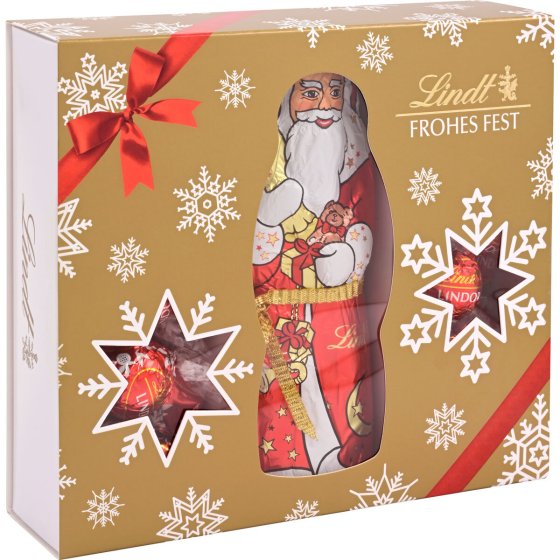 Lindt Weihnachtsmann Geschenkbox Vollmilchschokolade und Füllung 450g 