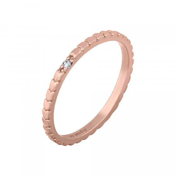 Ring 925/- Sterling Silber rosévergoldet Herzen Zirkonia Stacking 