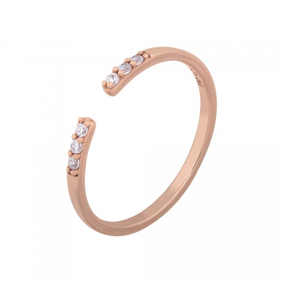 Ring 925/- Sterling Silber rosévergoldet offen Zirkonia Stacking 