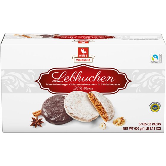 Weiss Weissella Oblatenlebkuchen Lebkuchengenuss in 2 Sorten 600g 