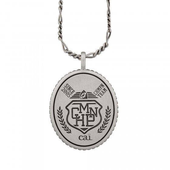 Anhänger mit Kette 925/- Silber satiniert oxidiert Champion Wappen 