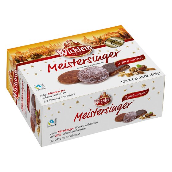 Wicklein Meistersinger Nürnberger Oblaten Lebkuchen mit Nüssen 600g 