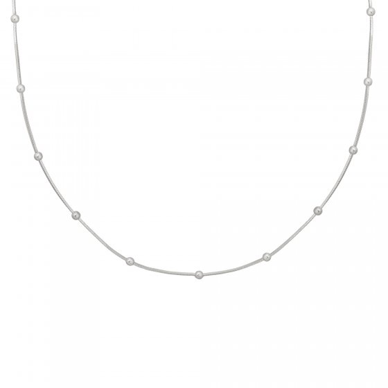 Collier 925/- Sterling Silber Schlangenkette vierseitig diamantiert mit Kugeln rhodiniert 