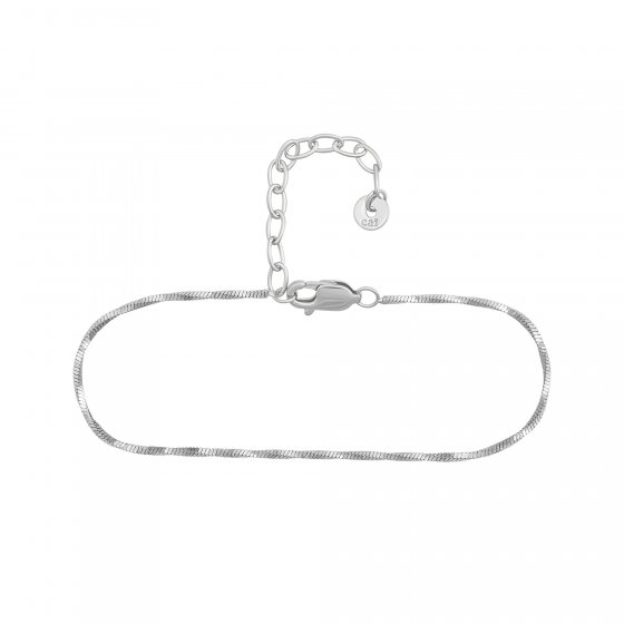 Armband 925/- Sterling Silber rhodiniert Schlangenkette vierseitig diamantiert gedreht 