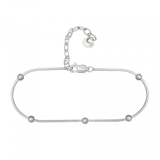 Armband 925/- Sterling Silber rhodiniert Schlangenkette vierseitig diamantiert mit Kugeln 