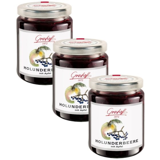 Grashoff Holunderbeere mit Apfel Konfitüre Extra 250g 3er Pack 