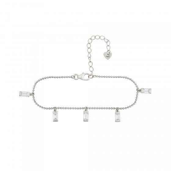 Armband 925/- Sterling Silber rhodiniert Anhänger Zirkonia Baguette 